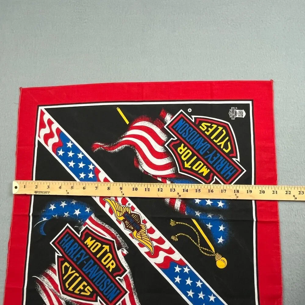 Vintage Harley Davidson Bandana Patriotic American Flag Bar & Shield Logo